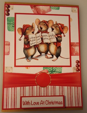 Christmas Mice A Singing Card Front 5x7 by Shirley Taylor