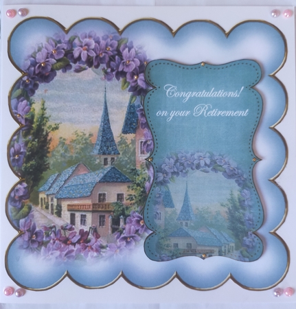 Teal Lavender View Retirement 8in Scallop Topper by Shirley Taylor