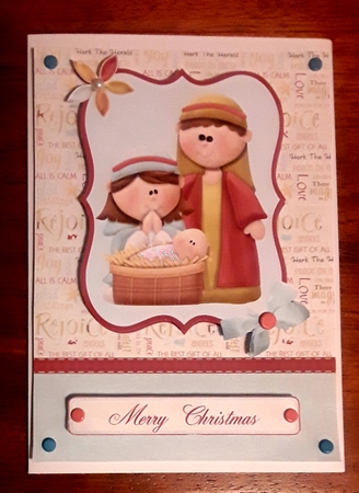Nativity Christmas Card Front with Decoupage by Shirley Taylor