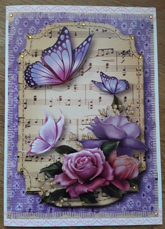 Belle Roses & Butterflies Sheet Music Plaque by Shirley Taylor