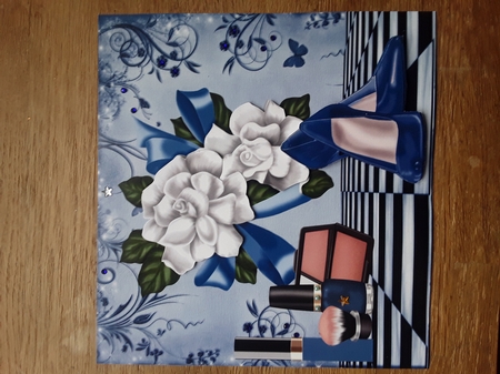 Blue Shoes White Roses with Bow 8x8 by Shirley Taylor