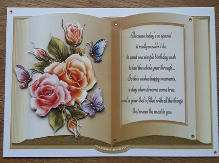Beautiful Colourful Roses Birthday Open Book by Shirley Taylor