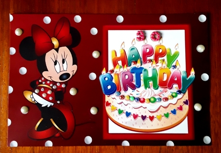 I Just love Birthday cakes, with cute little minnie mouse A4 by Shirley Taylor