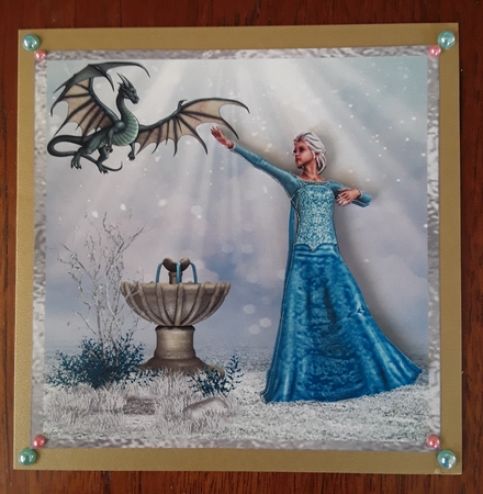 Magical - 6 inch square topper with decoupage by Shirley Taylor