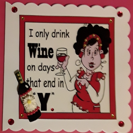 Lady in red, with  wine in heart ornate frame by Shirley Taylor