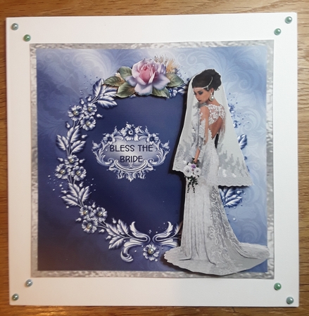 Something Blue 2 - 6x6 inch card front with decoupage. by Shirley Taylor