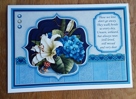LILY & HYDRANGEA Sympathy A5 Card Topper & Pyramage  by Shirley Taylor