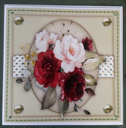 Red and Cream  French Roses  by Shirley Taylor