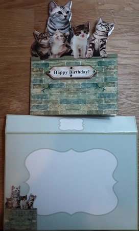 Cat With Her Kittens On The Wall - Cut & Fold 7 x 5 Card Kit by Shirley Taylor
