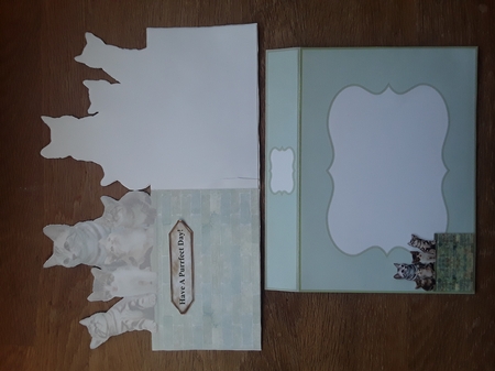 Cat With Her Kittens On The Wall - Cut & Fold 7 x 5 Card Kit by Shirley Taylor
