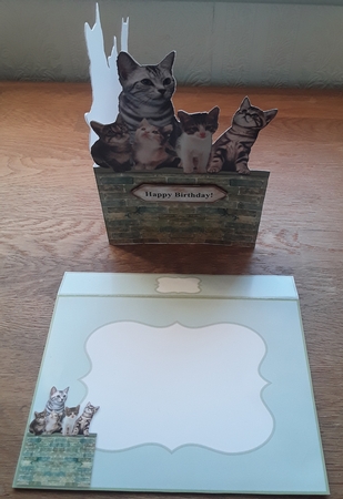 Cat With Her Kittens On The Wall - Cut & Fold 7 x 5 Card Kit by Shirley Taylor