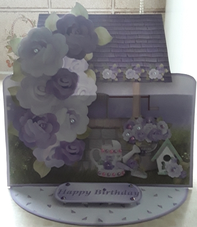 Lilac Roses - Wishing Well Easel Card Mini Kit by Shirley Taylor