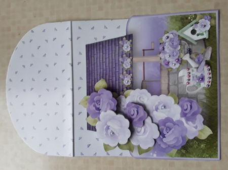 Lilac Roses - Wishing Well Easel Card Mini Kit by Shirley Taylor