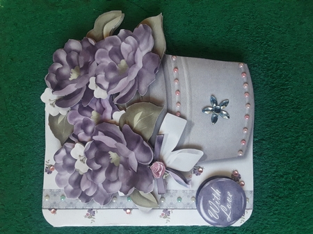 A Bucket Full of Flowers Shaped 3D Decoupage Card Kit by Shirley Taylor