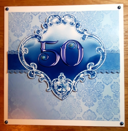 50 birthday blue damask mini kit by Shirley Taylor