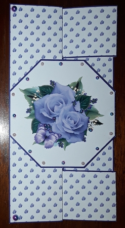 Lilac roses octagonal tri-fold card. by Shirley Taylor