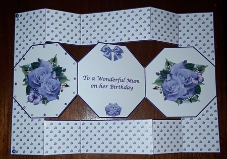 Lilac roses octagonal tri-fold card. by Shirley Taylor