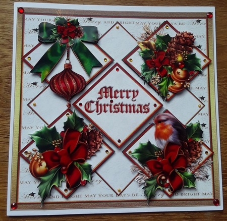 8x8 red green and gold Christmas mini kit by Shirley Taylor
