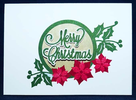Merry Christmas Poinsettia Frame Aperture Card by Shirley Young