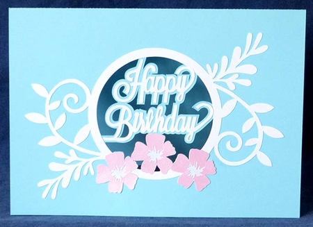 Happy Birthday Flower Frame Aperture Card by Shirley Young