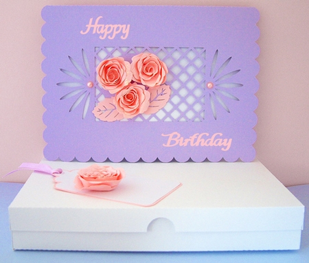 Rolled Roses Lattice Card and Box by Shirley Young