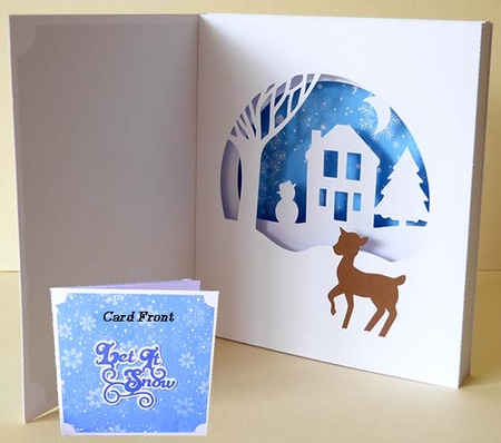 Christmas Scene Tunnel Card with Snowflake Backing Paper by Shirley Young