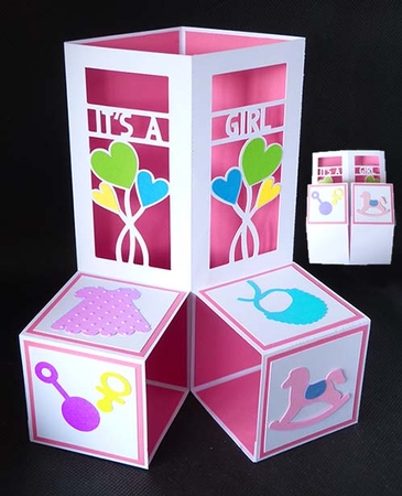 Baby Girl Popup Cube Card by Shirley Young