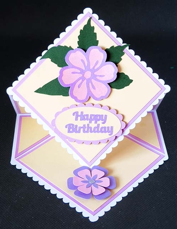 Floral Diamond Scalloped Easel Card by Shirley Young