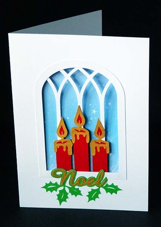 Christmas Candles Window Card by Shirley Young