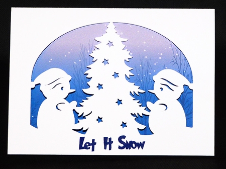 Snowmen and Tree Aperture Card with Backing Paper by Shirley Young
