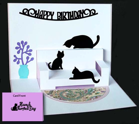 Cats on Sofa Popup Card by Shirley Young