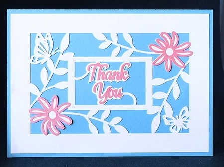 Flowers and Butterflies Thank You Card by Shirley Young