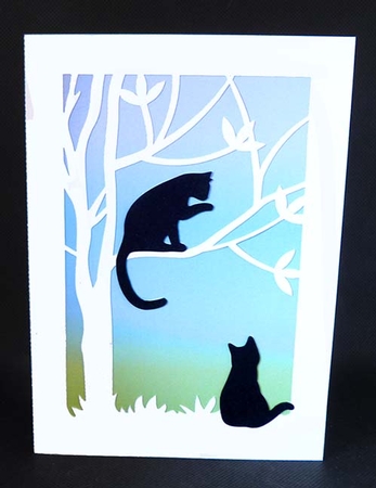 Tree Cats Card by Shirley Young