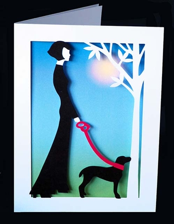 WalkingThe Dog Card with Backing Paper by Shirley Young