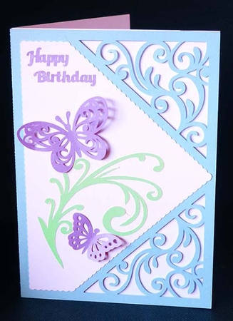 Corner Cut Out Card with Butterflies by Shirley Young