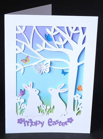 Easter Bunny Tree Card with Backing Paper by Shirley Young