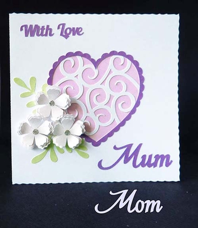 Mum or Mom Heart Card by Shirley Young