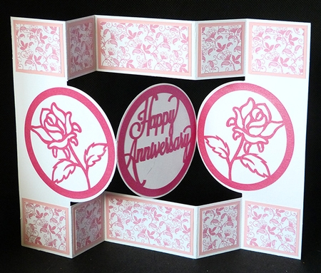 Anniversary Rose Circle Shutter Card by Shirley Young