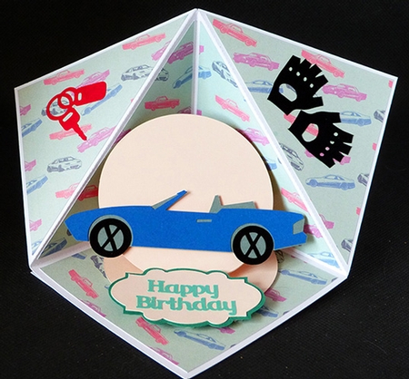 Car Triangle Pop Up Card with Birthday and Fathers Day sentiments by Shirley Young