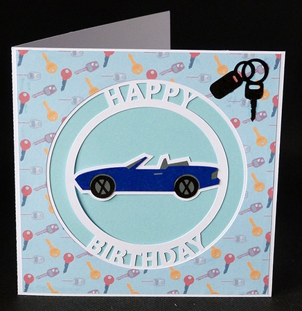 Car Birthday Text Circle Card plus Background Paper by Shirley Young