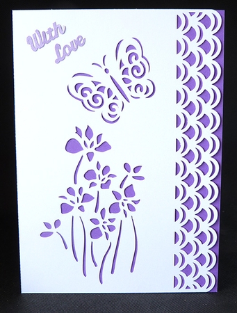 Butterfly and Flowers Stencil Overlay Card by Shirley Young
