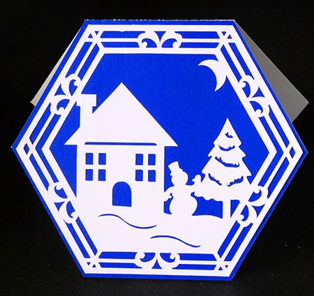 Hexagonal Christmas Scene Card by Shirley Young