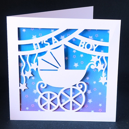 Its A Boy Pram Card by Shirley Young