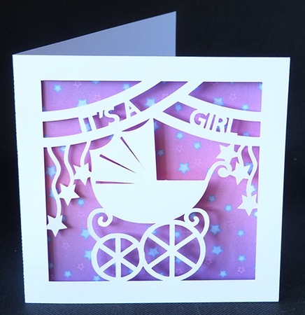 Its A Girl Pram Card by Shirley Young