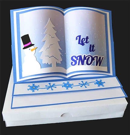 Let it Snow Open Book Easel Card and Box with Backing Paper by Shirley Young