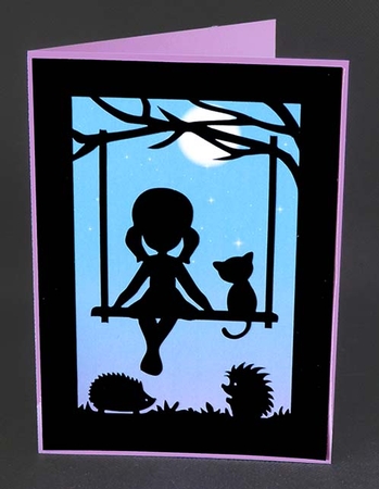 Girl on Swing Card with backing paper by Shirley Young