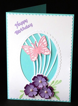 Butterfly and Flowers Overlay Card by Shirley Young