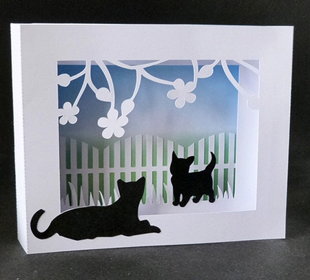 Cats Shadow Box Card by Shirley Young