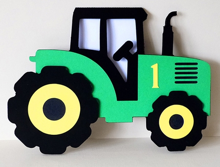 Tractor Shaped Card with  numbers 0 - 9 by Shirley Young