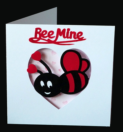 Bee Mine Card with Hearts Backing Paper by Shirley Young